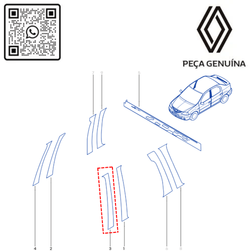 RN 36608R 963736608R ADESIVO COLUNA DA PORTA TRAS DIREITA SAN IILOGII - 4
